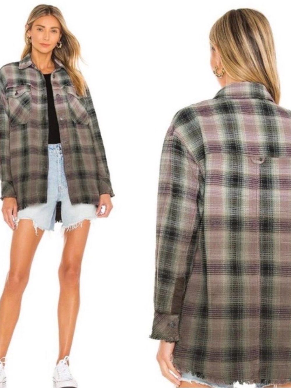 Free People We The Free Anneli Plaid Shirt Jacket
